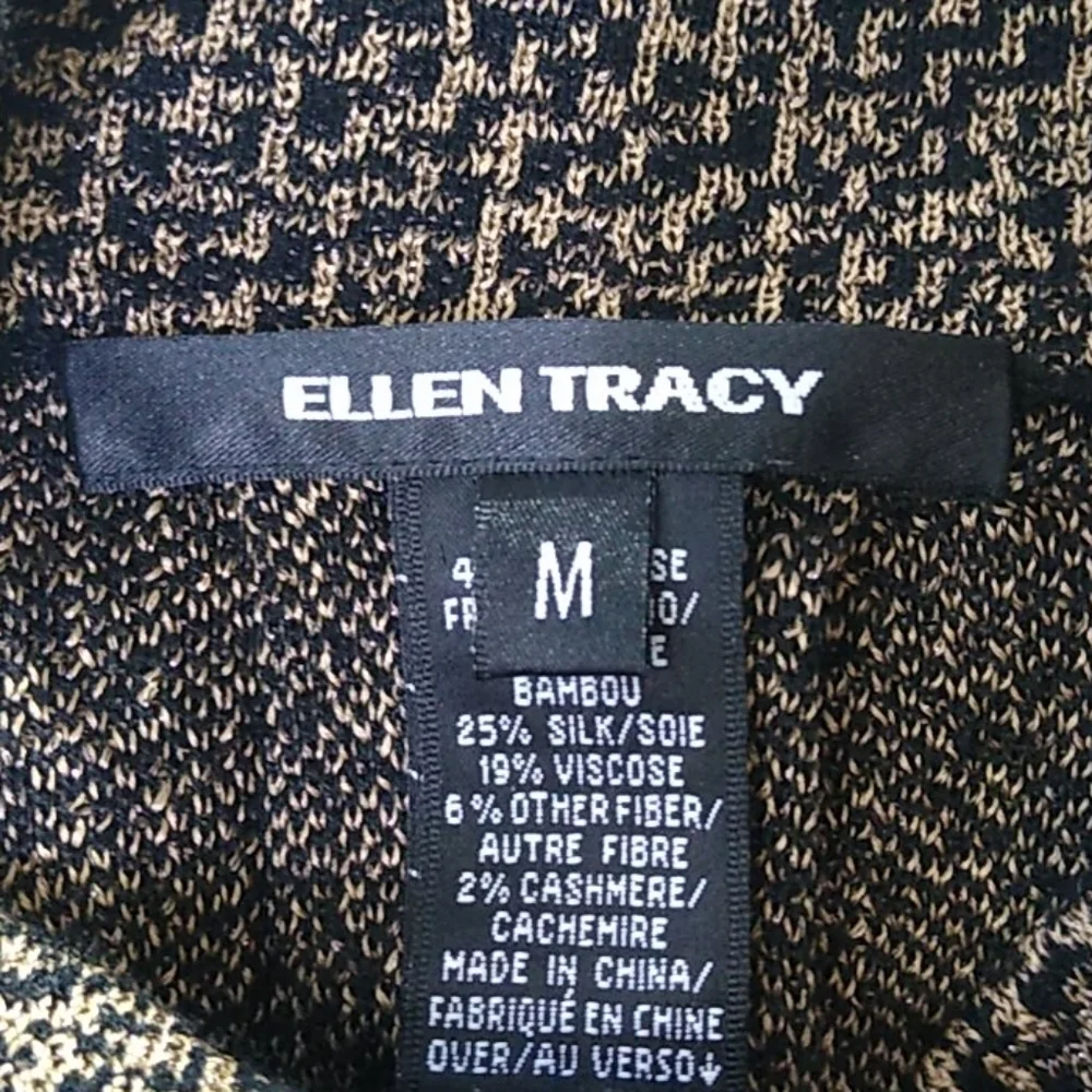 Ellen Tracy Silk & Cashmere Blend Cardigan Jacket Brown Textured sz. M